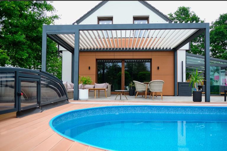 Bioklimatska pergola Winclimatic S500 – vrtljive lamele, antracit